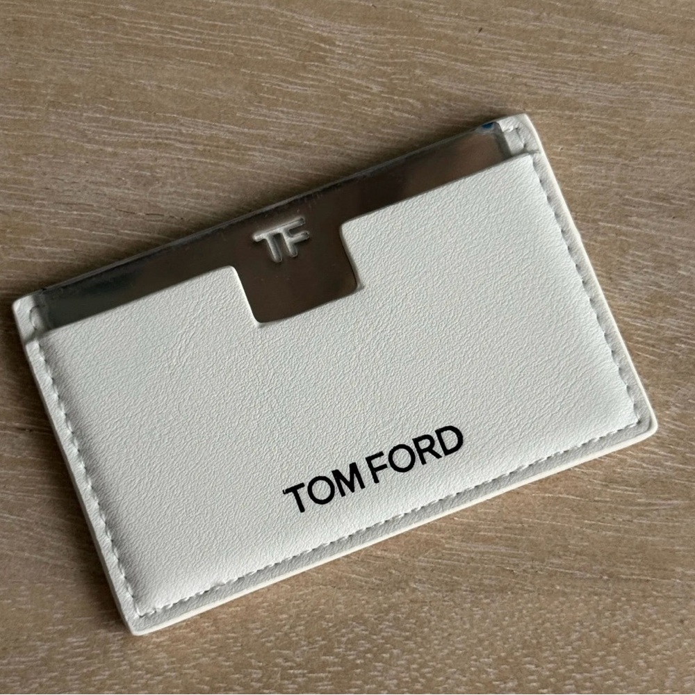 Tom Ford Ivory Card Holder with Silver Accent